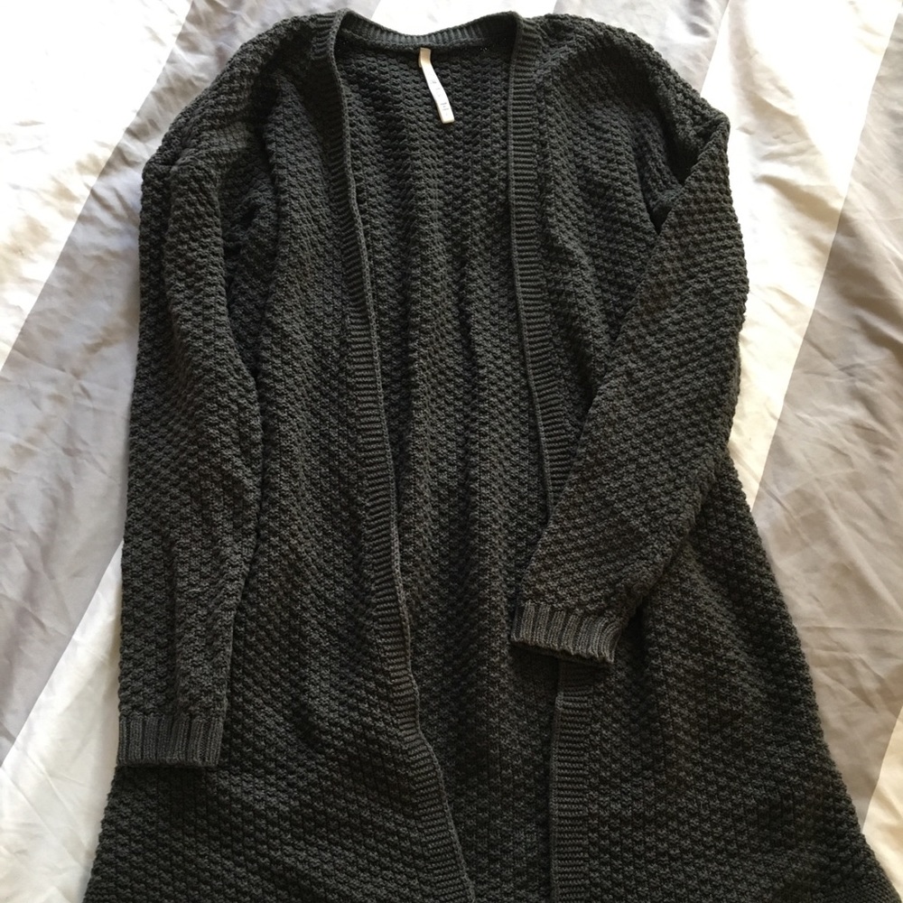 grey, long cardigan